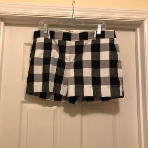 LOFT Black and White Checkered Shorts